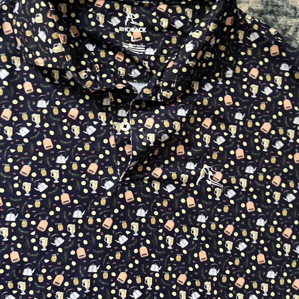 Rhoback golf polo lemons, honey, cocktails, whiskey bottle, & lemons 🍋🍯🥃 - Picture 3 of 3